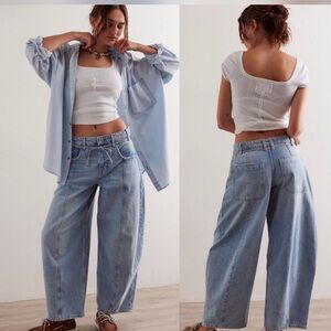 Free People Light Blue Barrel Jeans